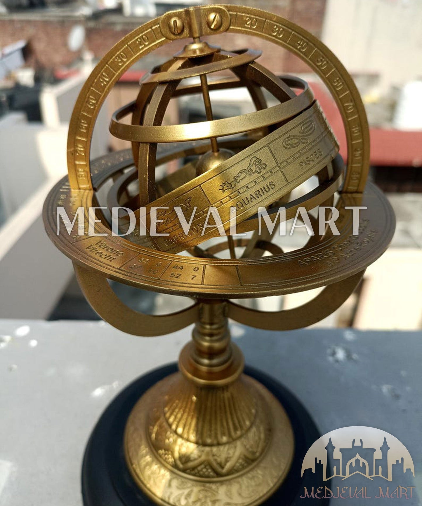 MEDIEVALMART AU "Achilles" Gold Finish Trojan Warrior Helmet W/H Free Stand | Troy Props