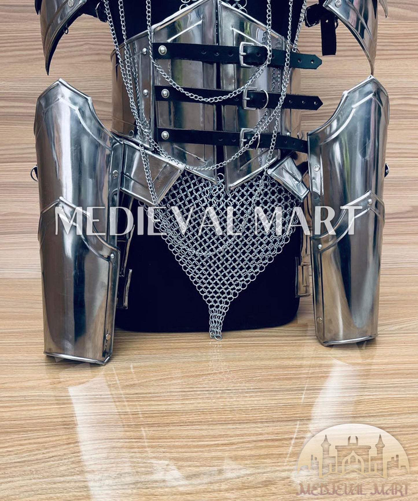 MEDIEVALMART AU (Isolara Dragonplate) Women’s Armor W/H Silver (Dragonfang) Jesus Chainmail + Arms Armor
