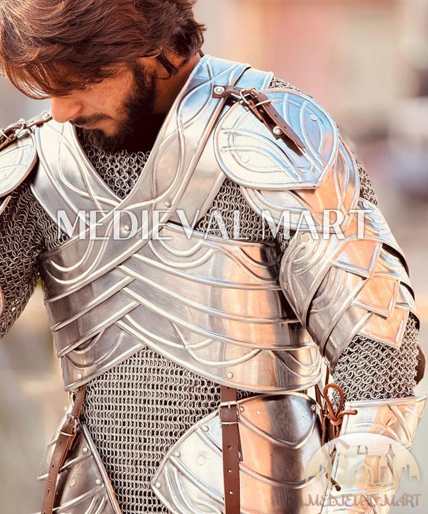 MEDIEVALMART AU Hand Forged Medieval Twisted Troll Cross Iron Pendent With Leather Cord