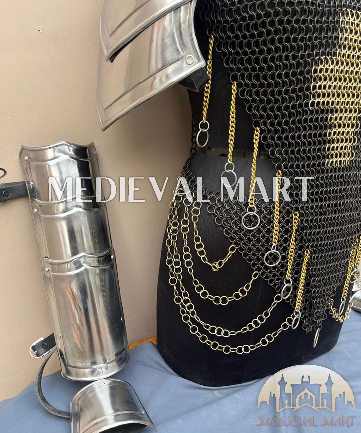 MEDIEVALMART AU (Isolara Dragonplate) Women’s Armor W/H Silver (Dragonfang) Jesus Chainmail + Arms Armor