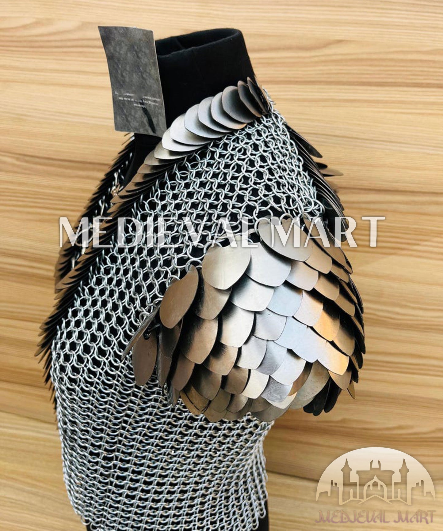 MEDIEVALMART AU Iconic Viking's Jarl Borg Iron Spikes  Battleworn Viking Wooden Shield | Gifts For Dad
