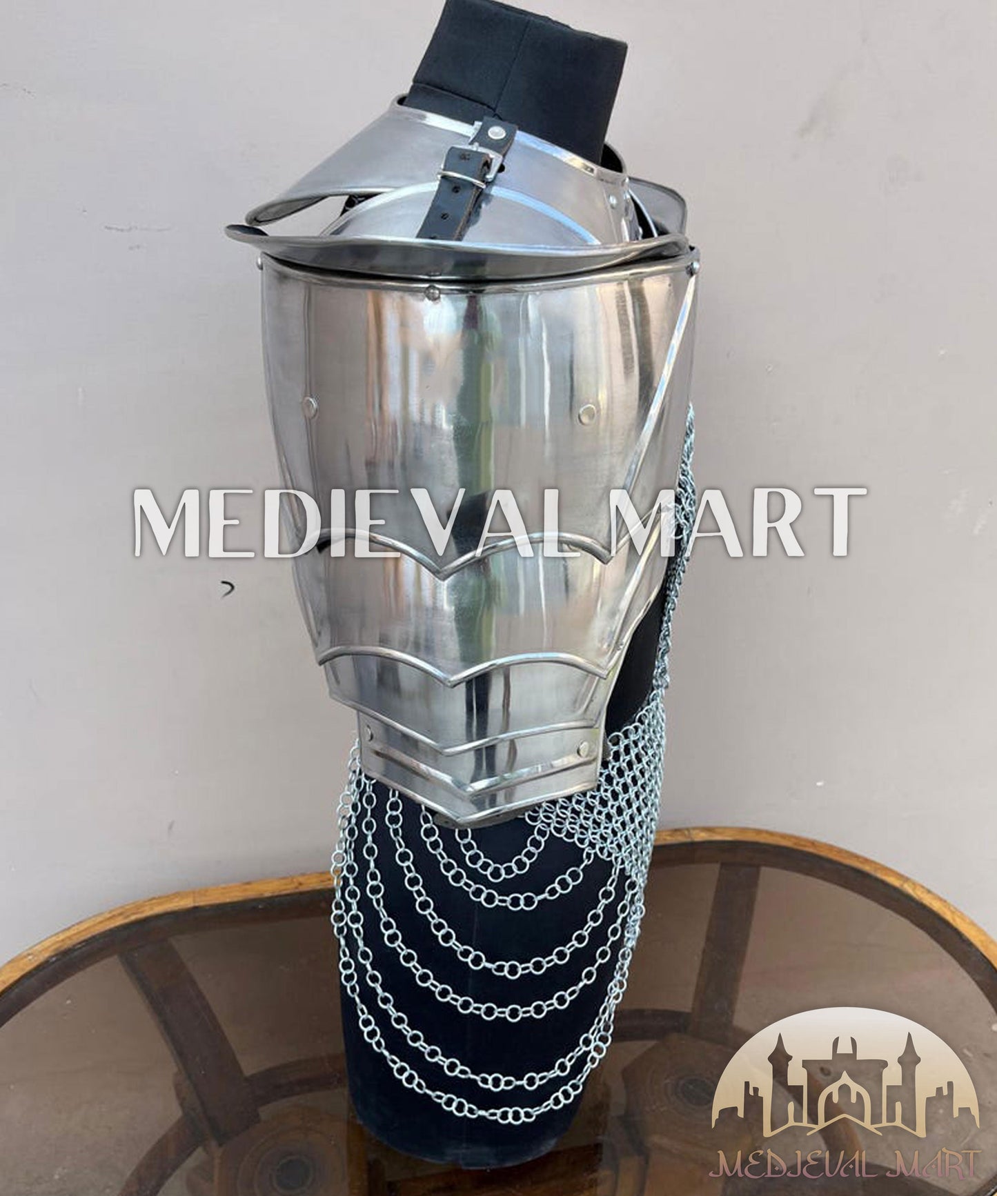 MEDIEVALMART AU Iconic Viking's Jarl Borg Iron Spikes  Battleworn Viking Wooden Shield | Gifts For Dad