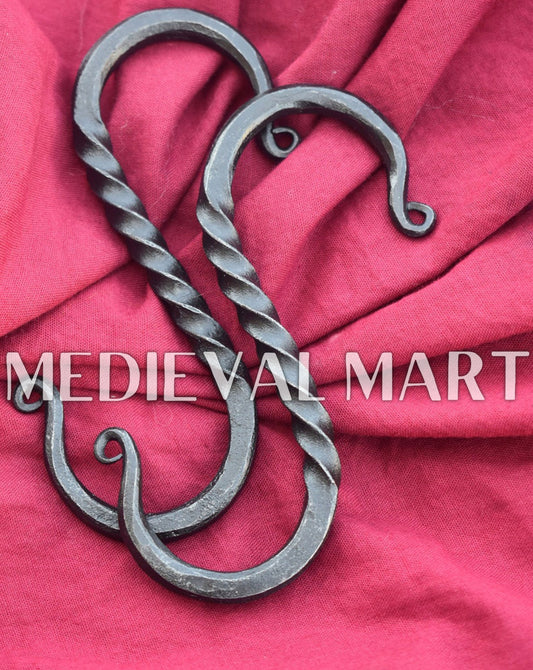 MEDIEVALMART AU Hand Forged Medieval Twisted Troll Cross Iron Pendent With Leather Cord