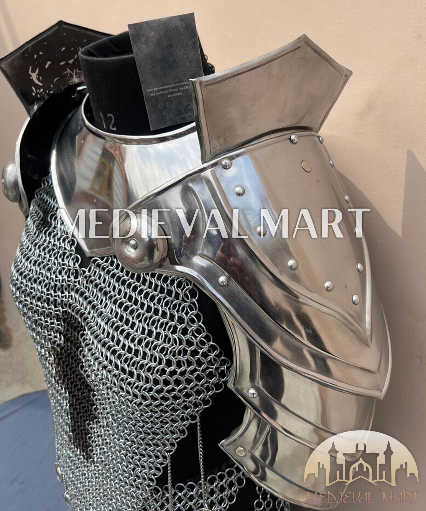 MEDIEVALMART AU Iconic Viking's Jarl Borg Iron Spikes  Battleworn Viking Wooden Shield | Gifts For Dad