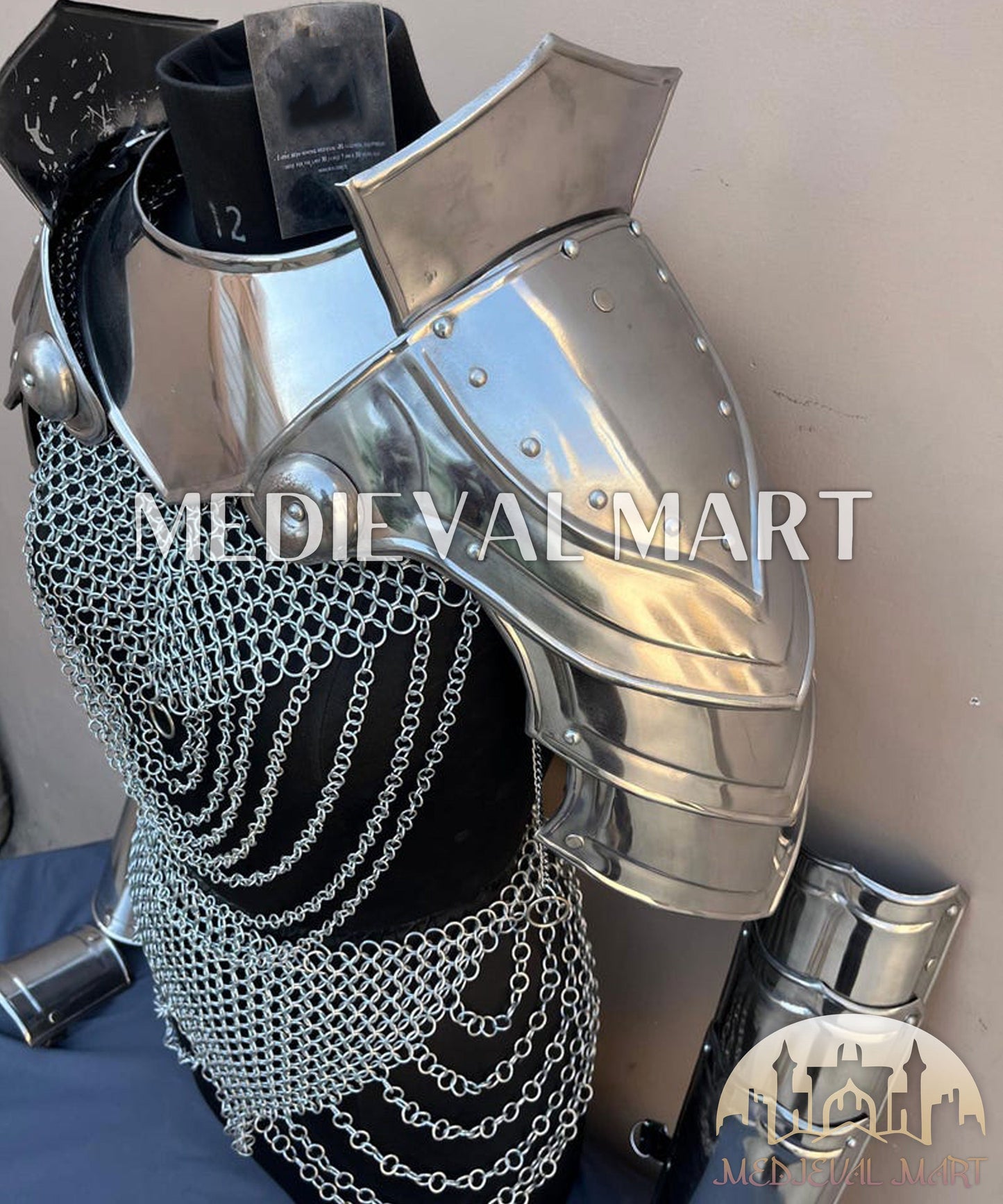 MEDIEVALMART AU Iconic Viking's Jarl Borg Iron Spikes  Battleworn Viking Wooden Shield | Gifts For Dad