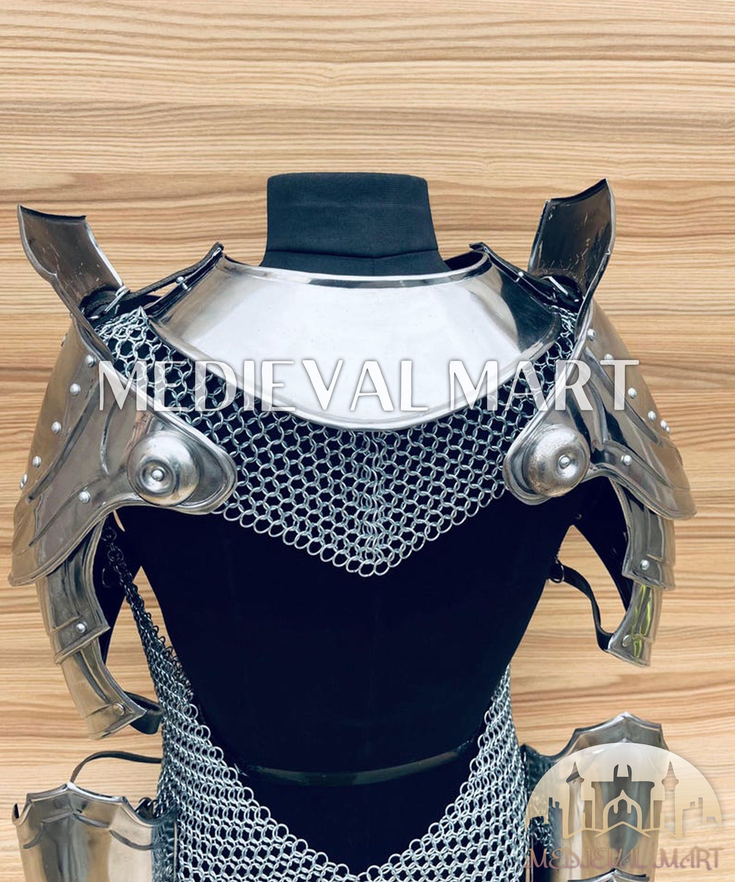 MEDIEVALMART AU Iconic Viking's Jarl Borg Iron Spikes  Battleworn Viking Wooden Shield | Gifts For Dad