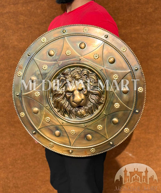 MEDIEVALMART AU Medieval Templar Devil Zelda Cross Inspired Wooden Shield Bliue & Gold Finish | Gift for Christmas Day