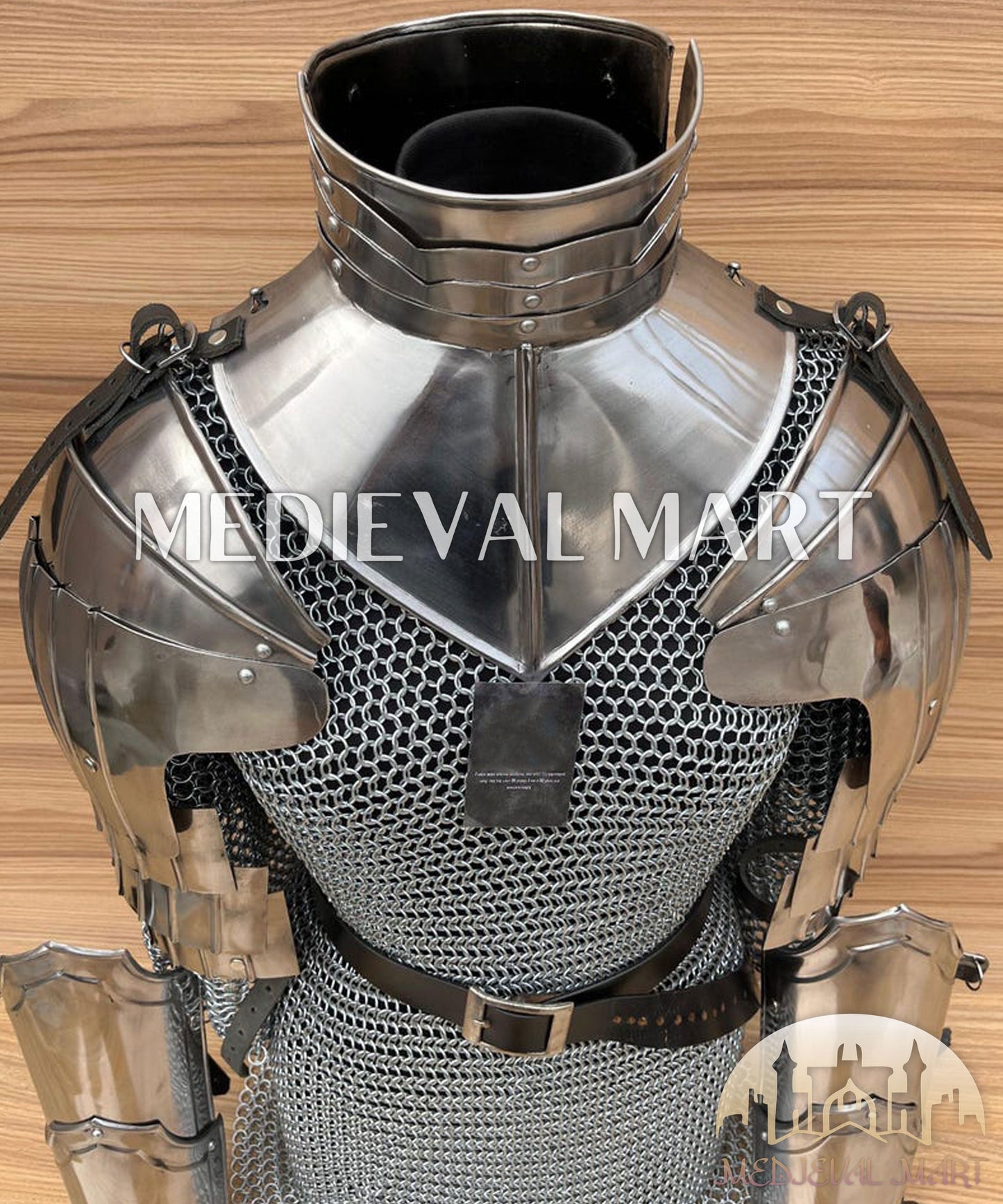 MEDIEVALMART AU Iconic Viking's Jarl Borg Iron Spikes  Battleworn Viking Wooden Shield | Gifts For Dad