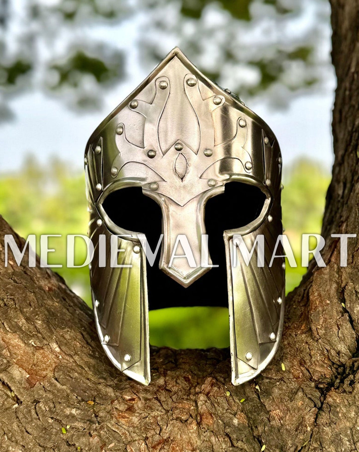MEDIEVALMART AU "Achilles" Gold Finish Trojan Warrior Helmet W/H Free Stand | Troy Props