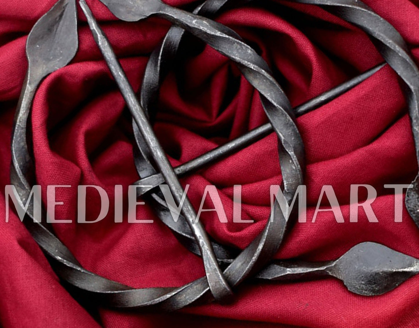 MEDIEVALMART AU Hand Forged Medieval Twisted Troll Cross Iron Pendent With Leather Cord