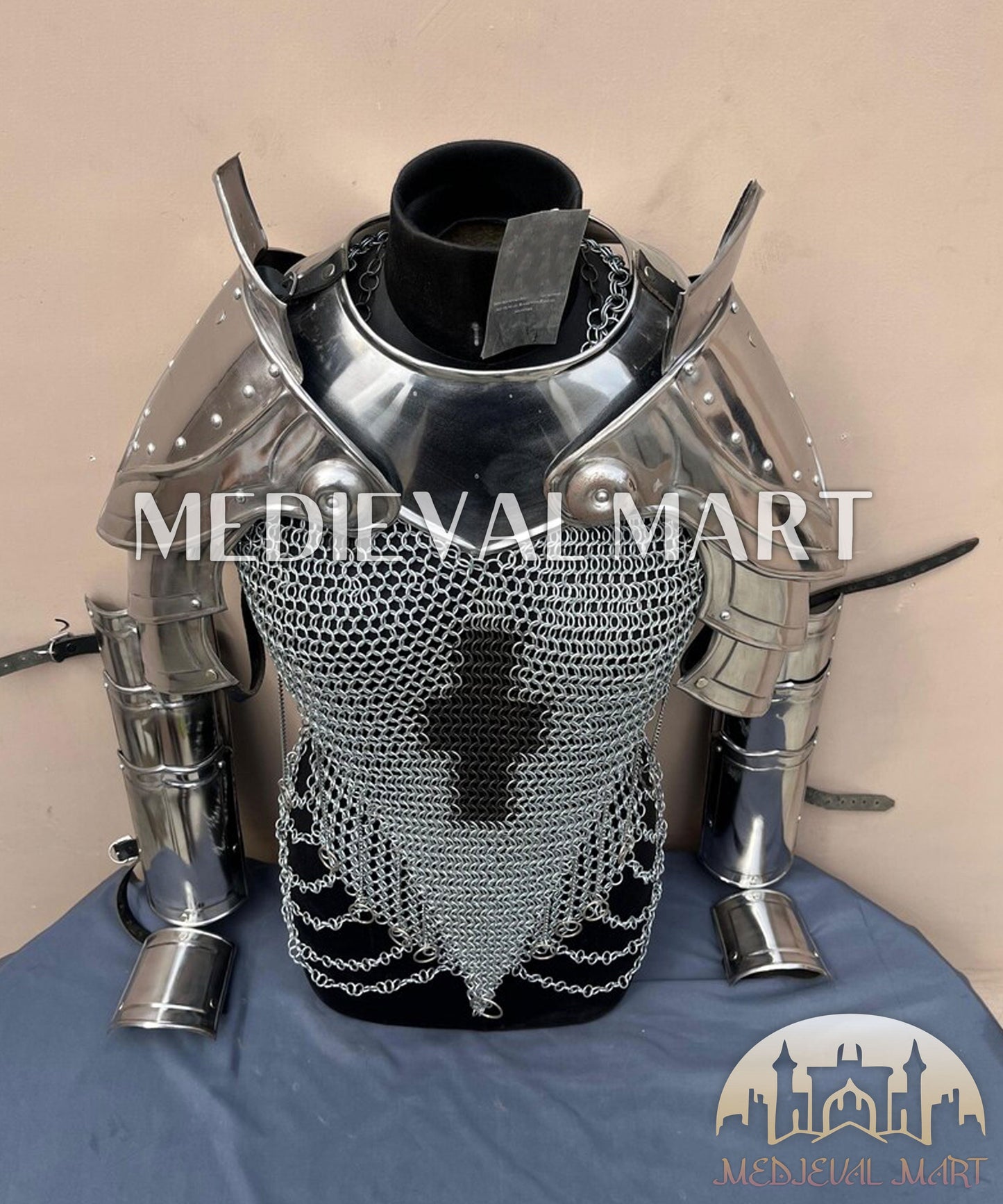 MEDIEVALMART AU (Isolara Dragonplate) Women’s Armor W/H Silver (Dragonfang) Jesus Chainmail + Arms Armor