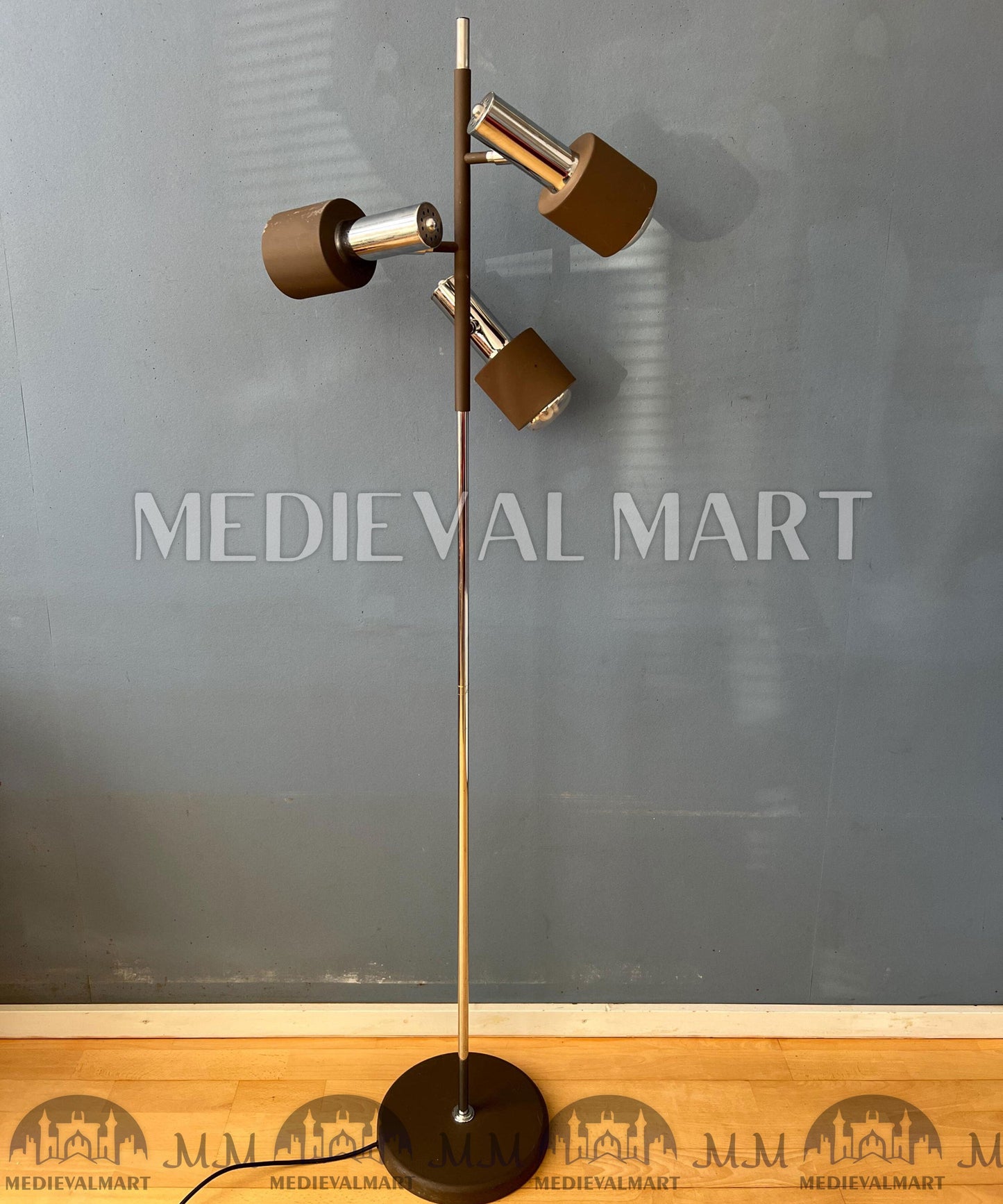 MEDIEVALMART AU Vintage Mid Century Silver Dijkstra Space Age Floor Lamp
