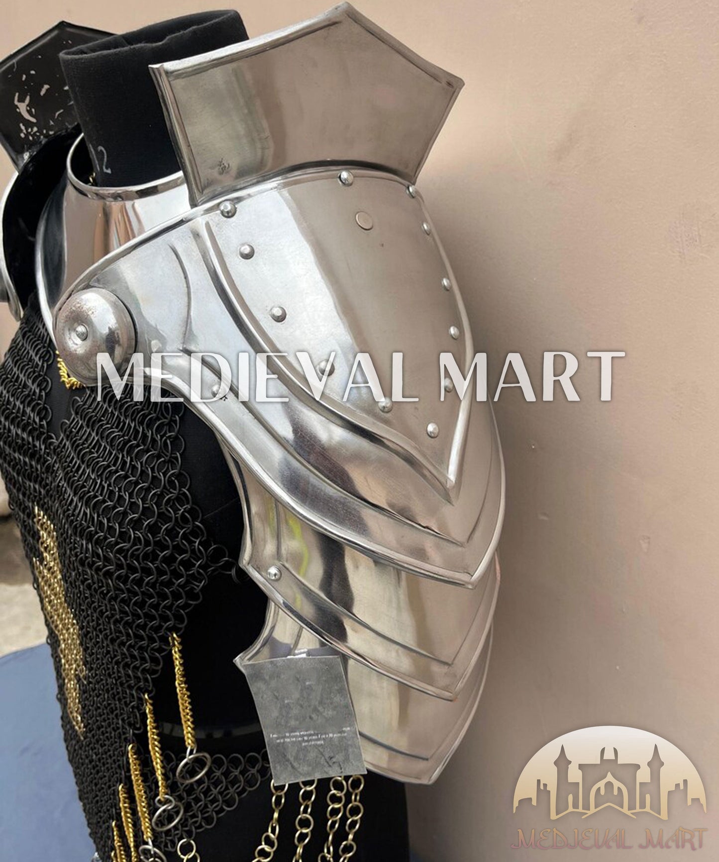 MEDIEVALMART AU Iconic Viking's Jarl Borg Iron Spikes  Battleworn Viking Wooden Shield | Gifts For Dad