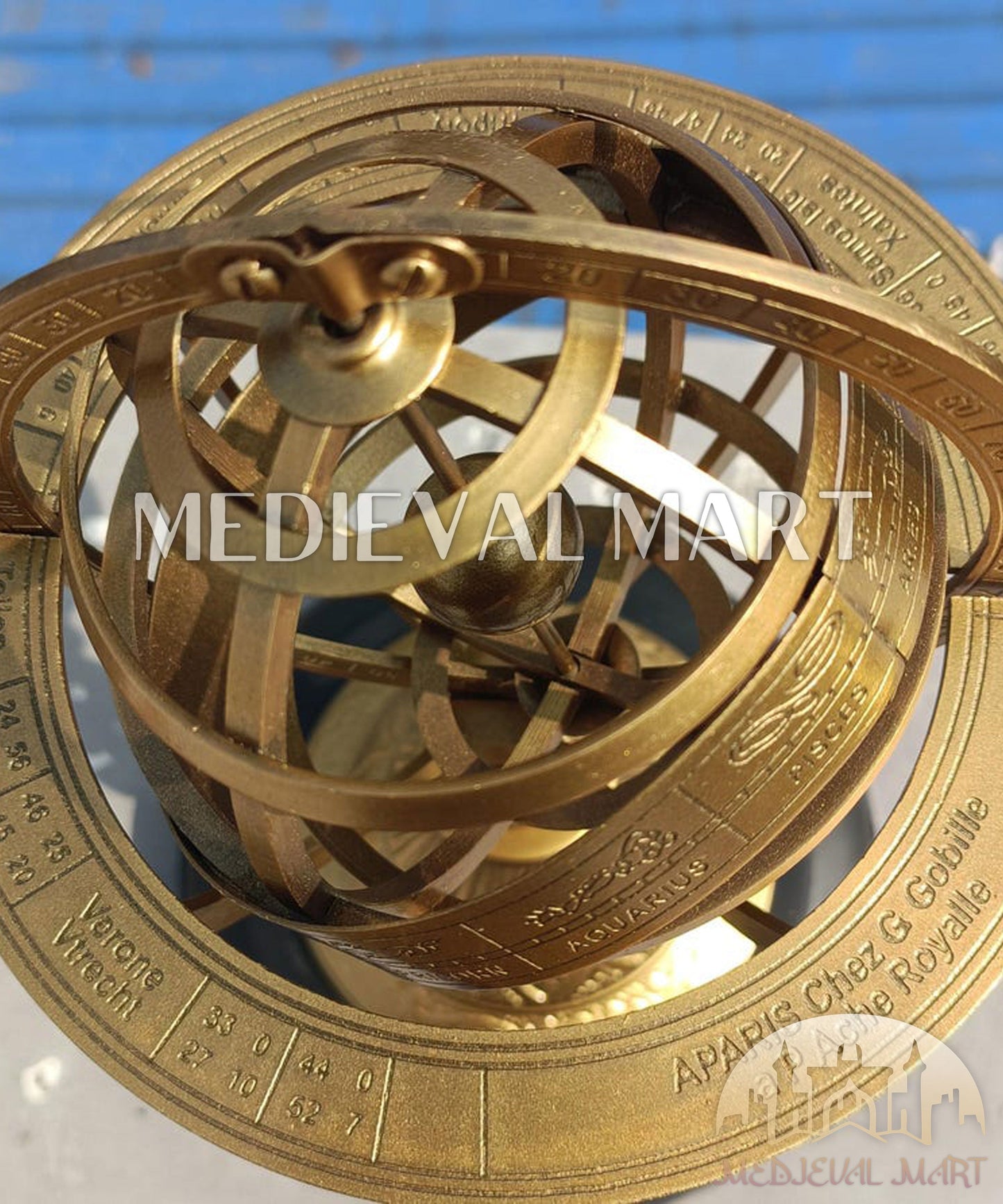 MEDIEVALMART AU "Achilles" Gold Finish Trojan Warrior Helmet W/H Free Stand | Troy Props