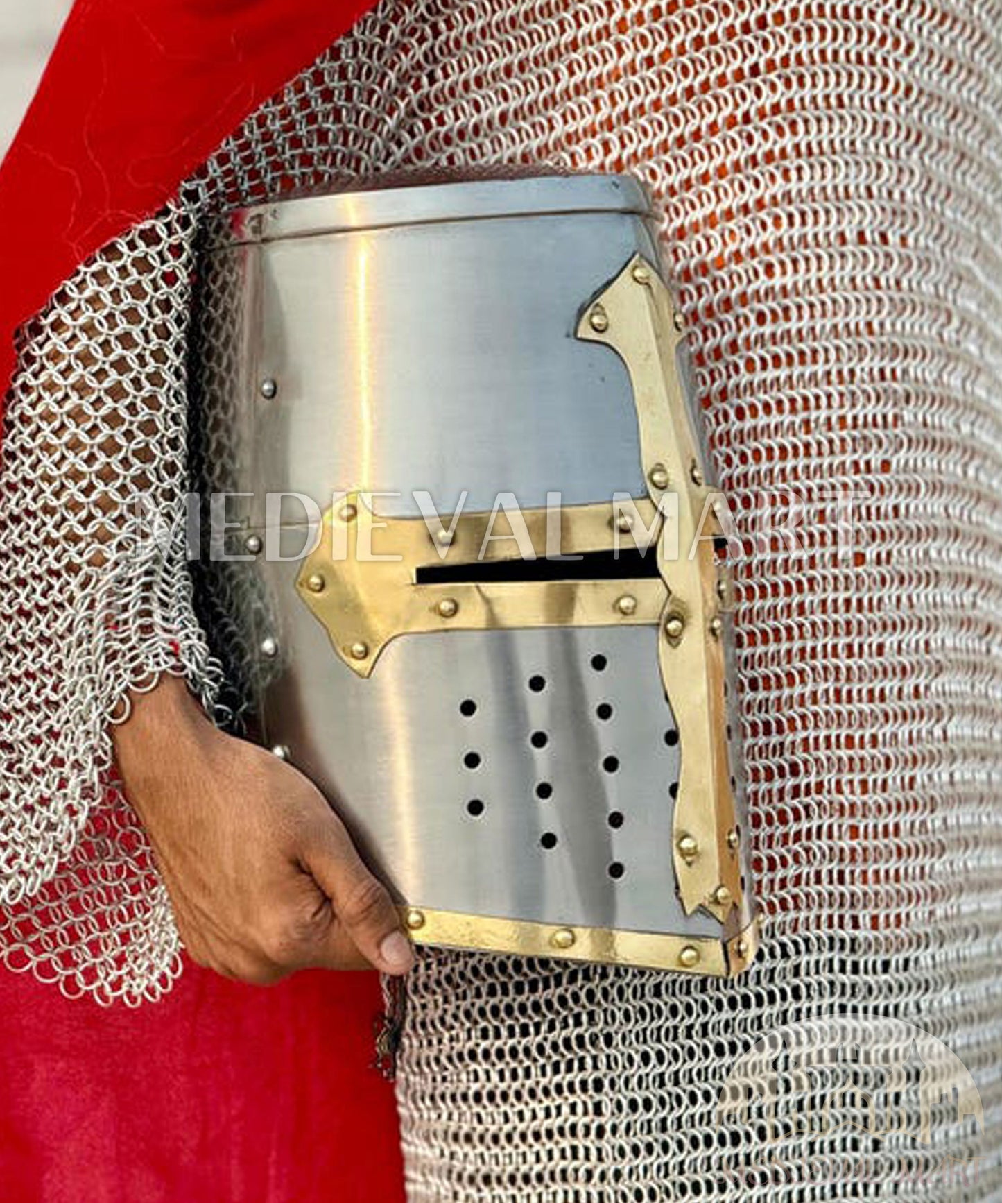 MEDIEVALMART AU Great Fantasy Helmet With Metal Horns or Free Stand | LARP Props