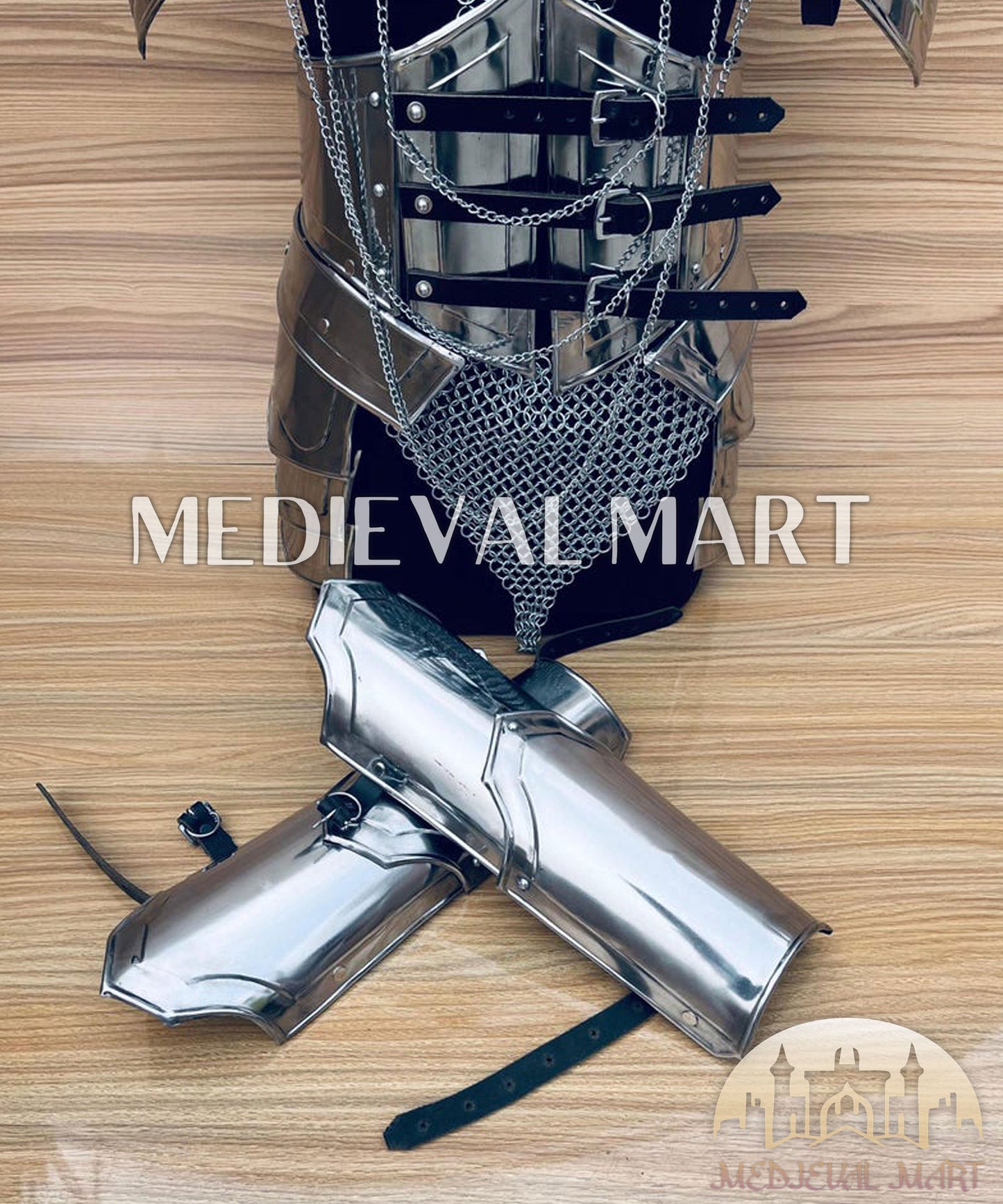 MEDIEVALMART AU (Isolara Dragonplate) Women’s Armor W/H Silver (Dragonfang) Jesus Chainmail + Arms Armor