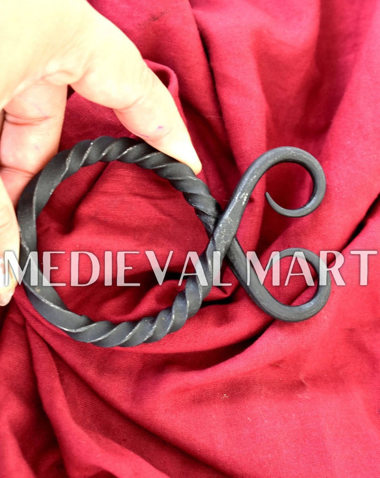 MEDIEVALMART AU Hand Forged Medieval Twisted Troll Cross Iron Pendent With Leather Cord