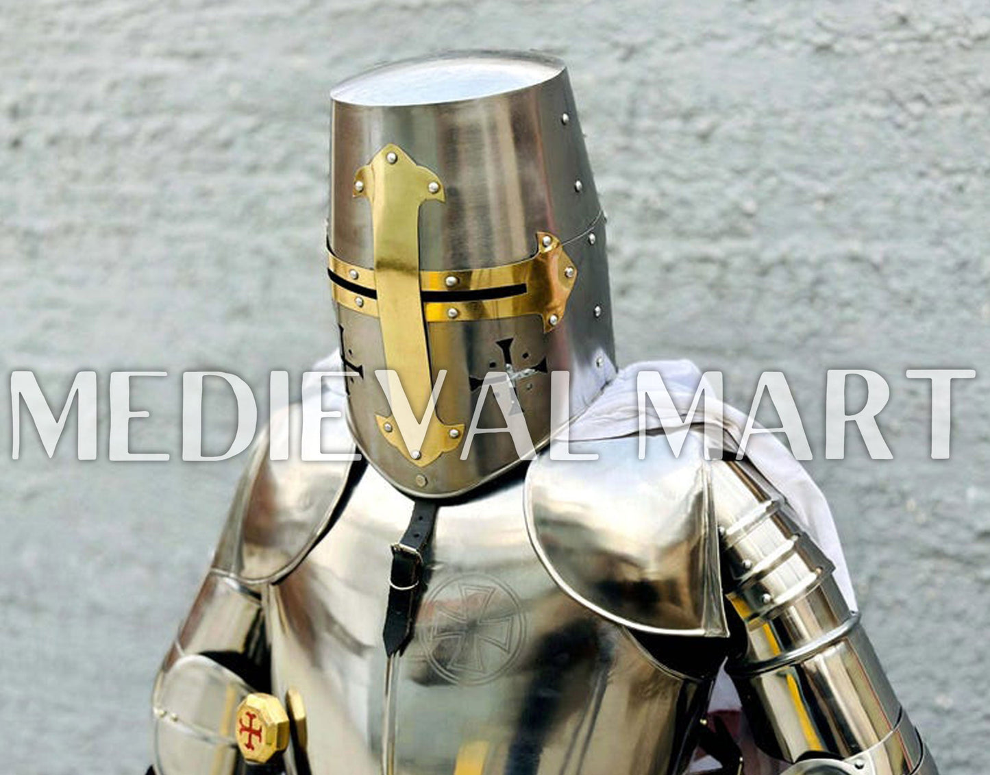 MEDIEVALMART AU Hand Forged Medieval Twisted Troll Cross Iron Pendent With Leather Cord