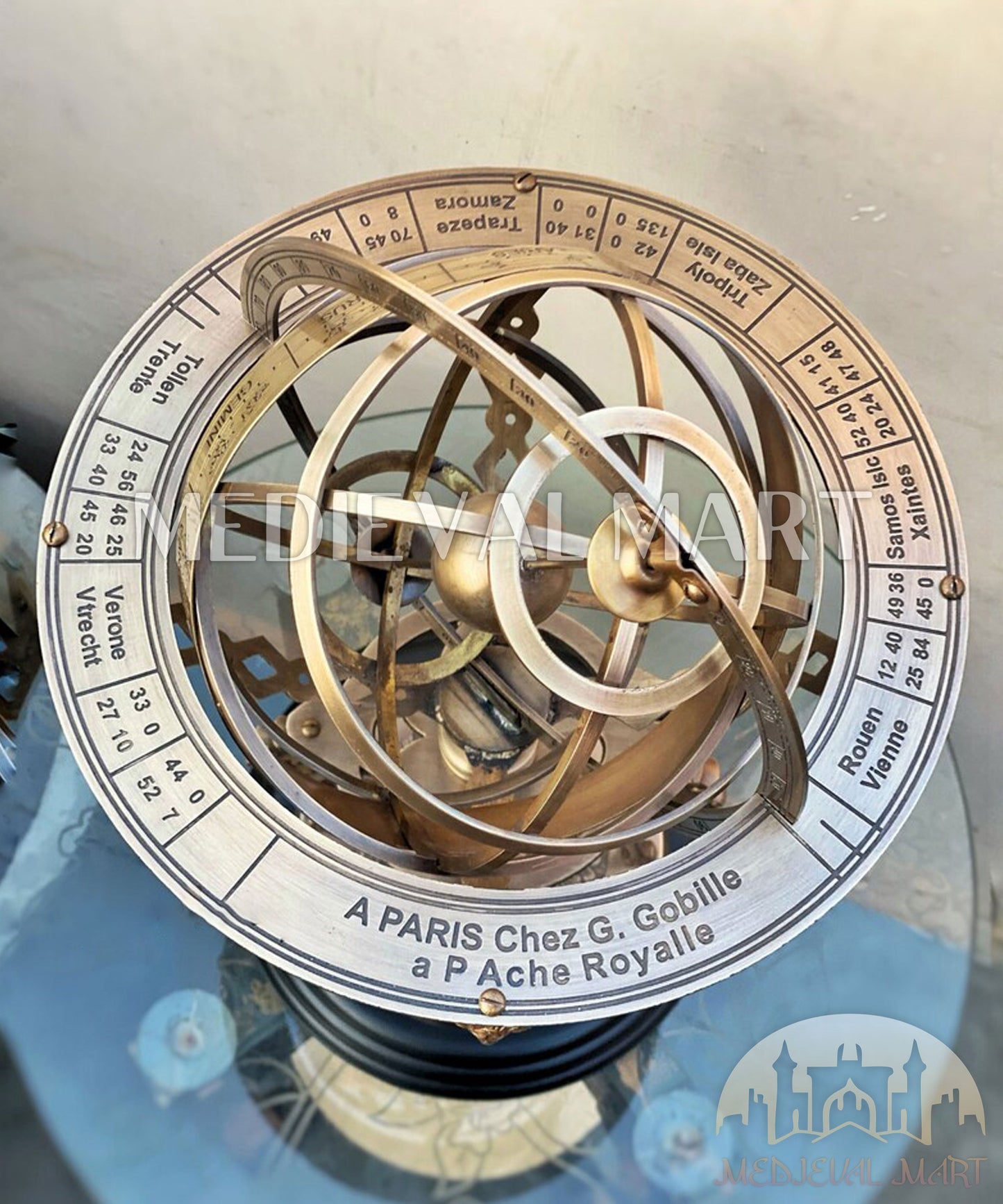 MEDIEVALMART AU "Achilles" Gold Finish Trojan Warrior Helmet W/H Free Stand | Troy Props