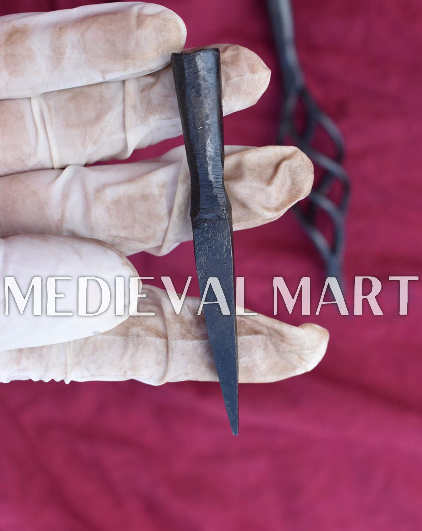 MEDIEVALMART AU Hand Forged Medieval Twisted Troll Cross Iron Pendent With Leather Cord