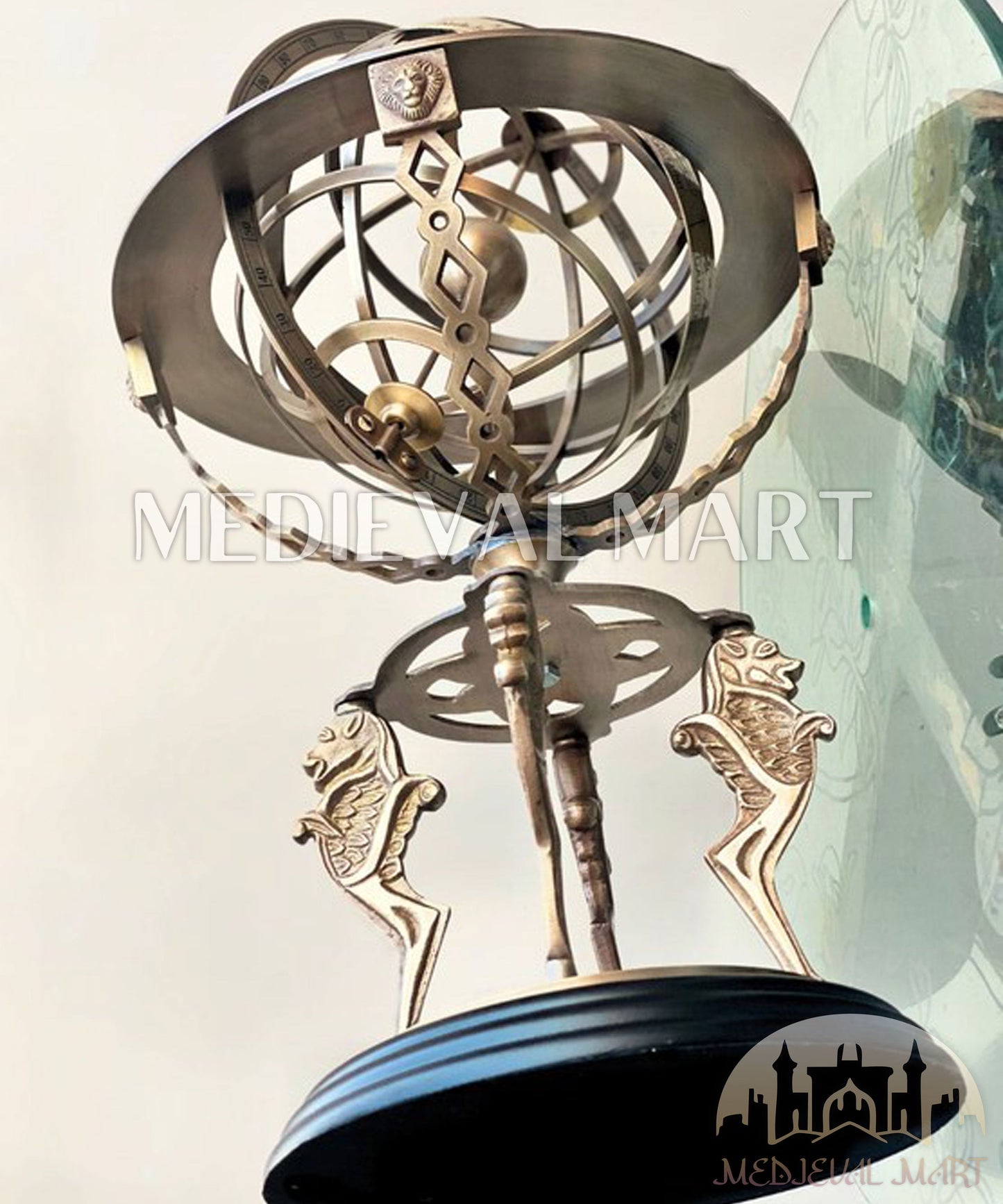 MEDIEVALMART AU "Achilles" Gold Finish Trojan Warrior Helmet W/H Free Stand | Troy Props