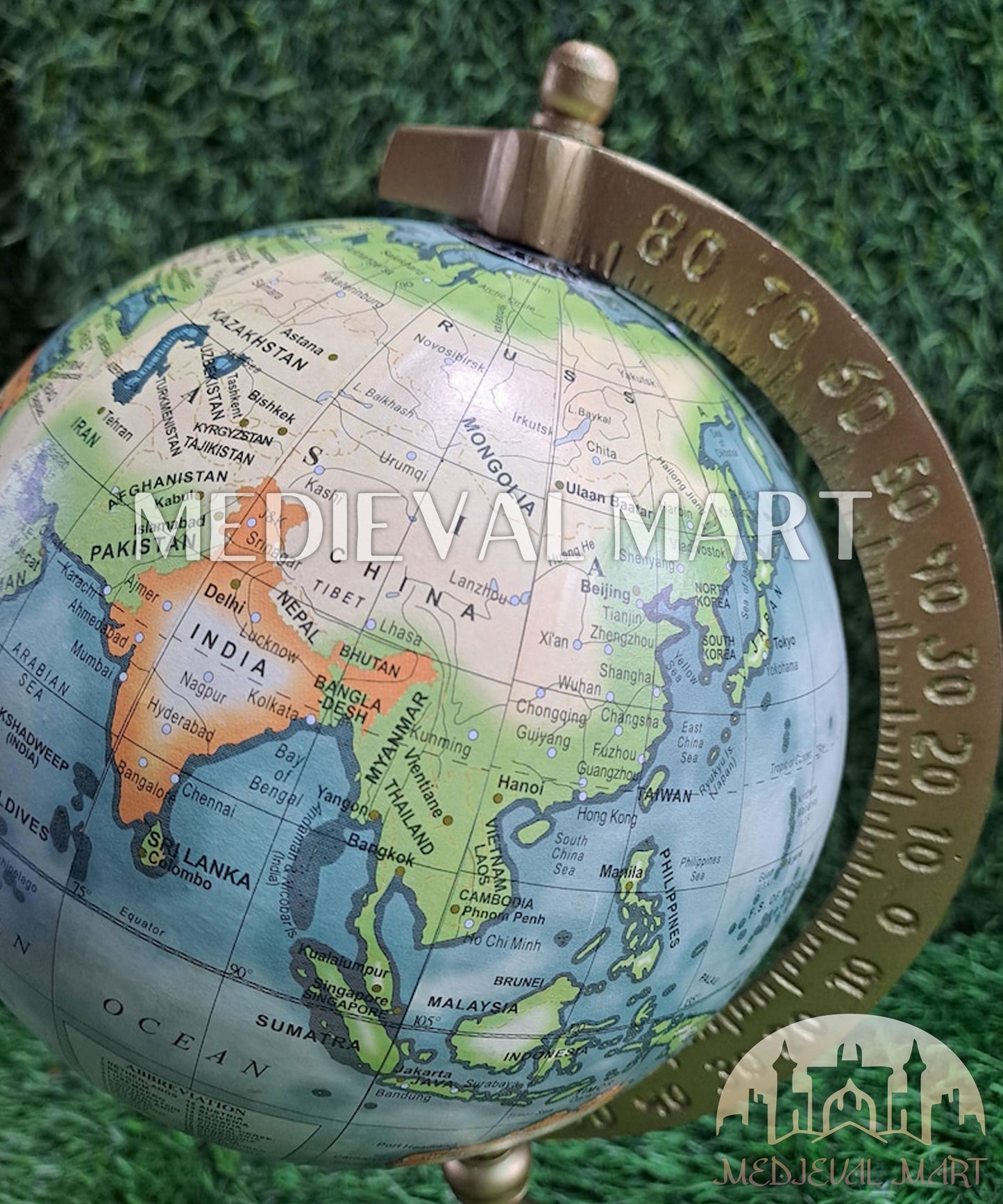 MEDIEVALMART AU "Achilles" Gold Finish Trojan Warrior Helmet W/H Free Stand | Troy Props