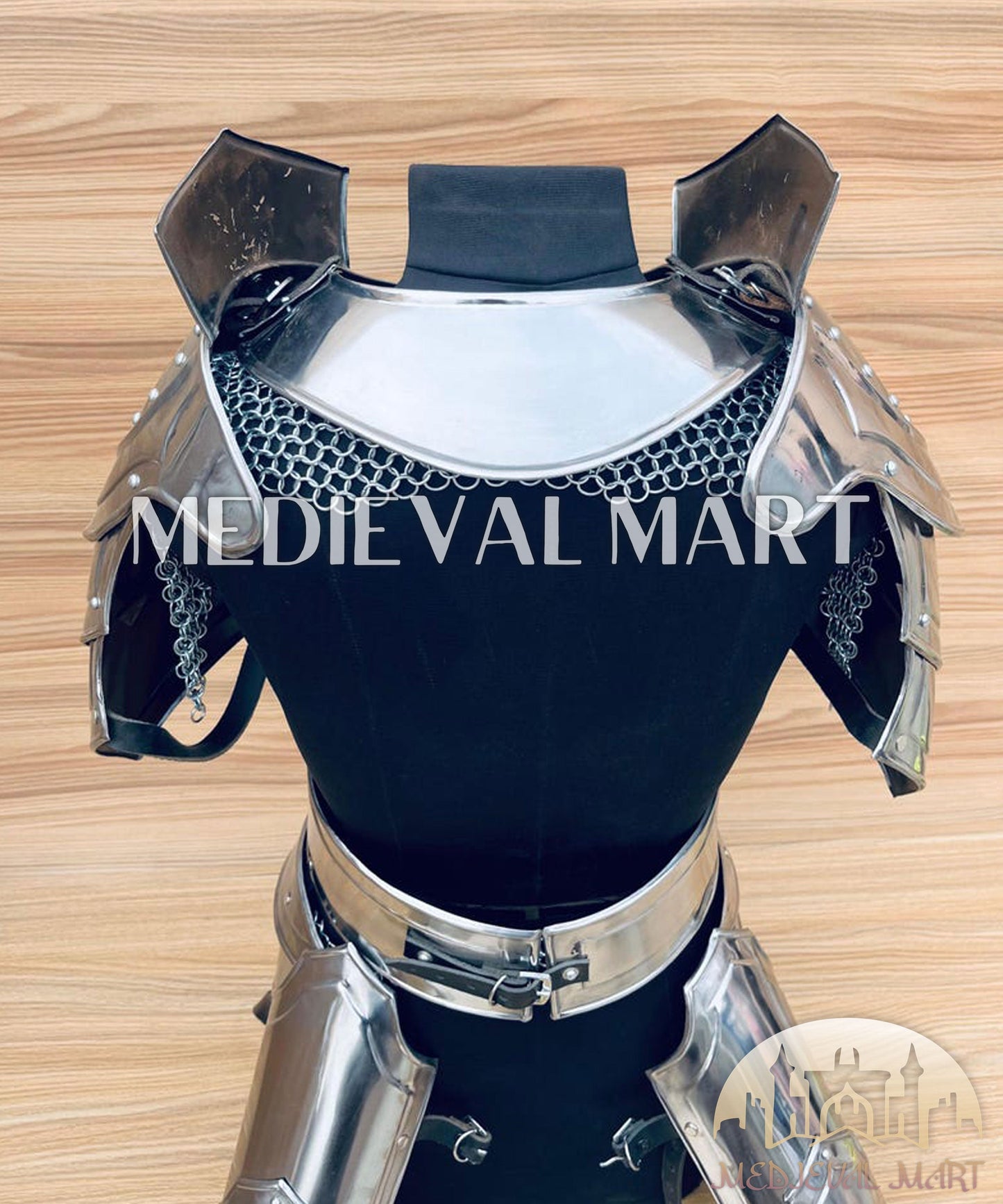 MEDIEVALMART AU (Isolara Dragonplate) Women’s Armor W/H Silver (Dragonfang) Jesus Chainmail + Arms Armor