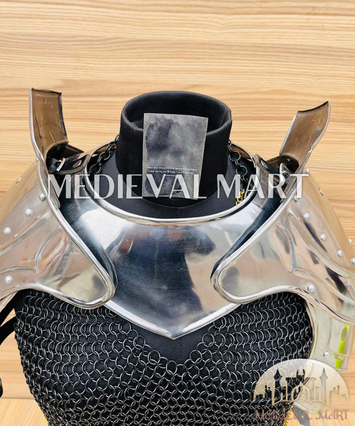 MEDIEVALMART AU Iconic Viking's Jarl Borg Iron Spikes  Battleworn Viking Wooden Shield | Gifts For Dad