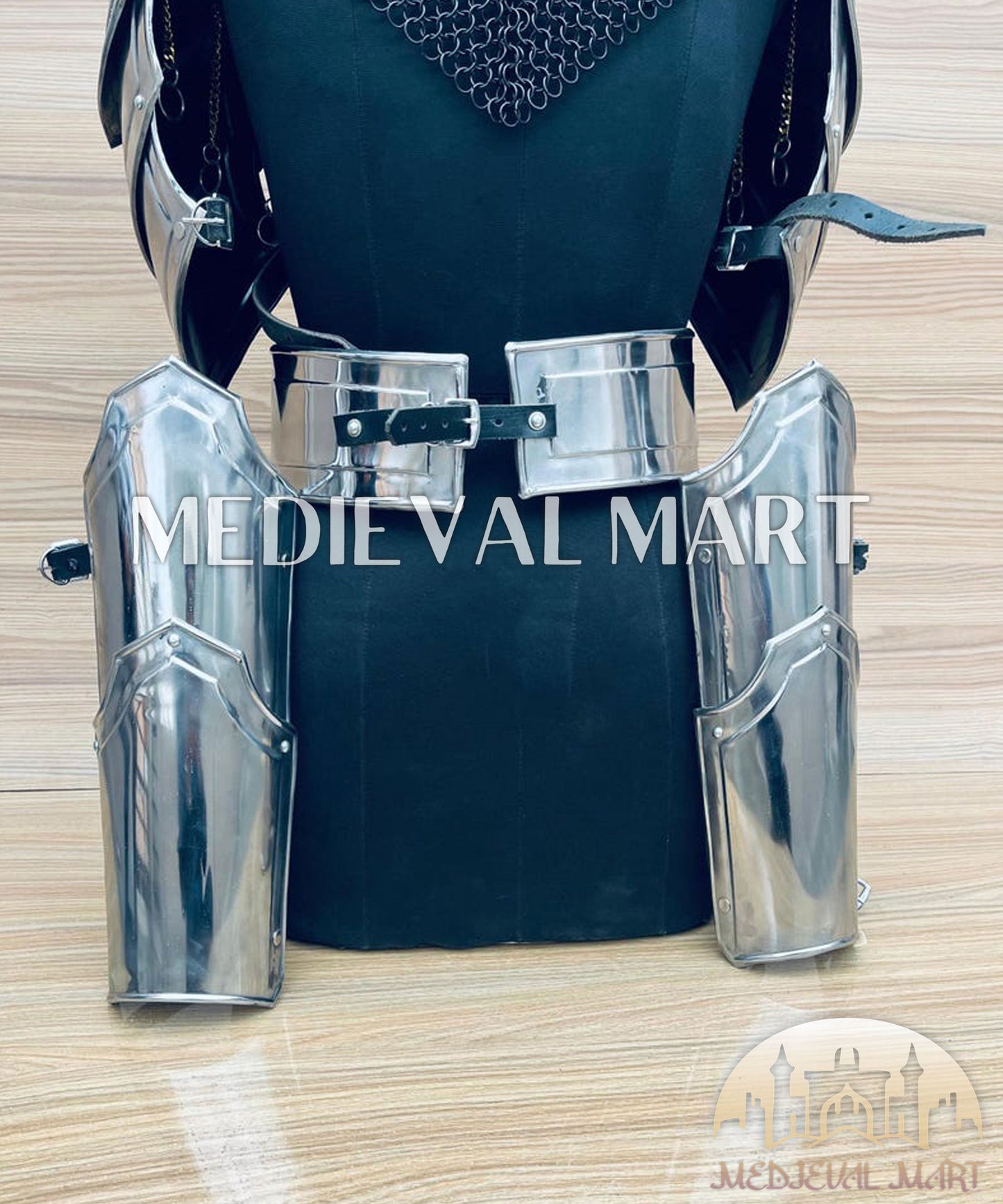 MEDIEVALMART AU (Isolara Dragonplate) Women’s Armor W/H Silver (Dragonfang) Jesus Chainmail + Arms Armor