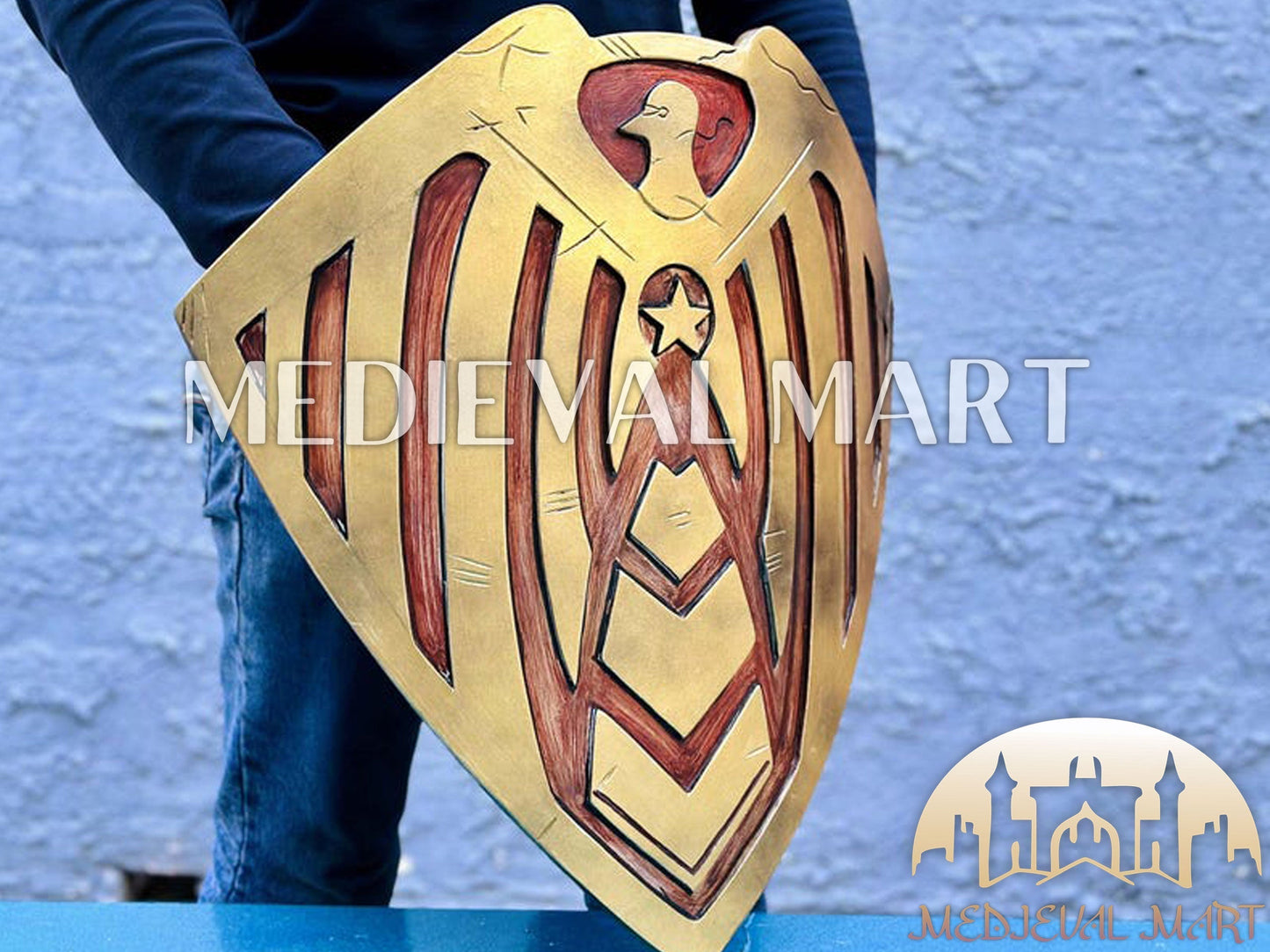 MEDIEVALMART AU First Avengers Steve Rogers Damaged Shield | Gift for Cosplayer