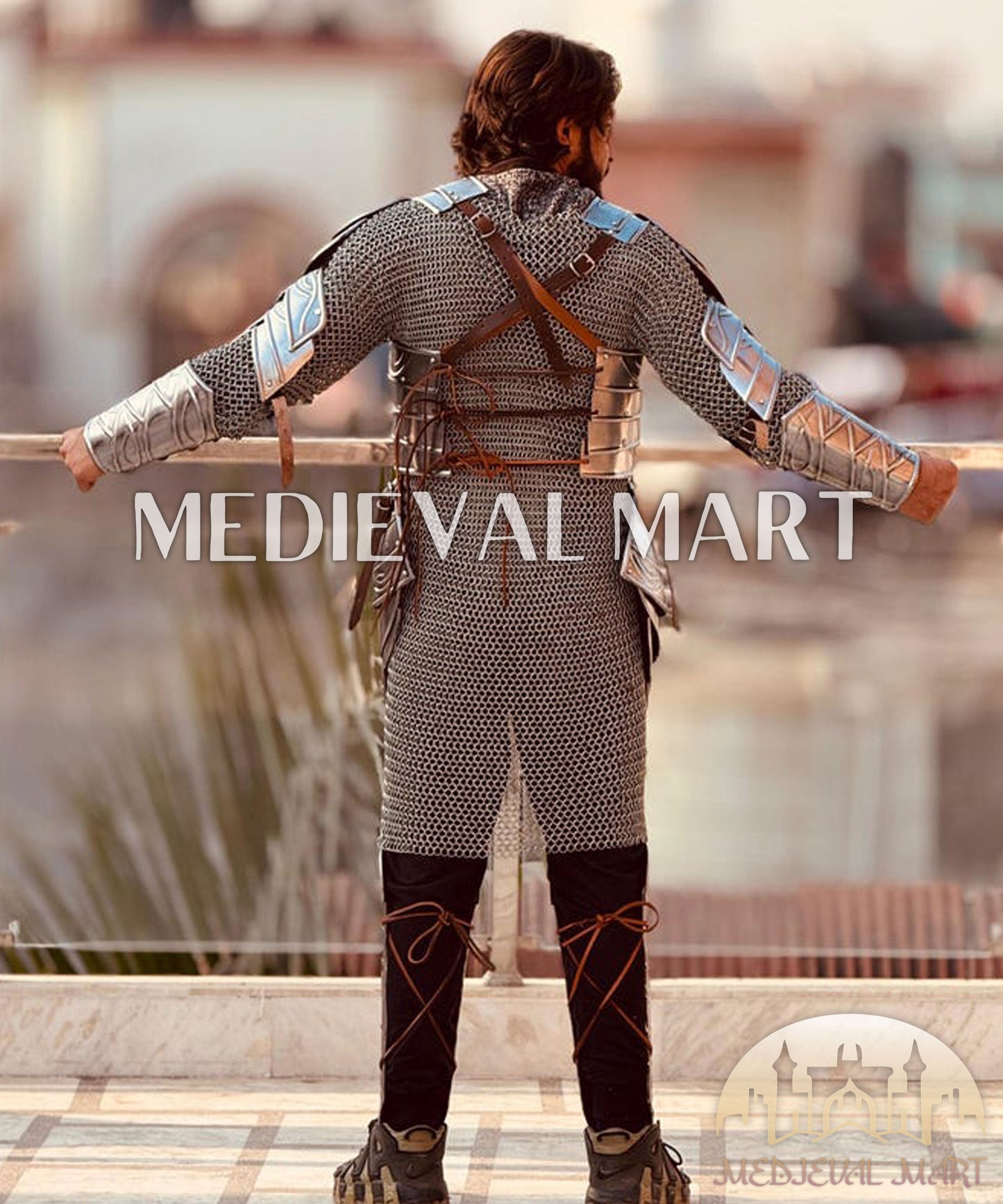 MEDIEVALMART AU Hand Forged Medieval Twisted Troll Cross Iron Pendent With Leather Cord