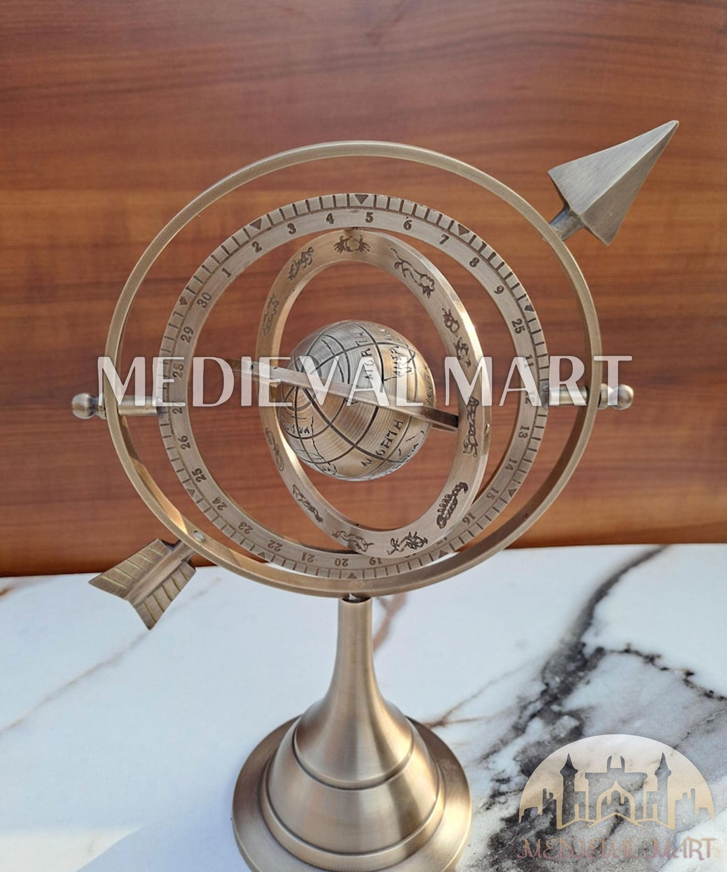 MEDIEVALMART AU "Achilles" Gold Finish Trojan Warrior Helmet W/H Free Stand | Troy Props