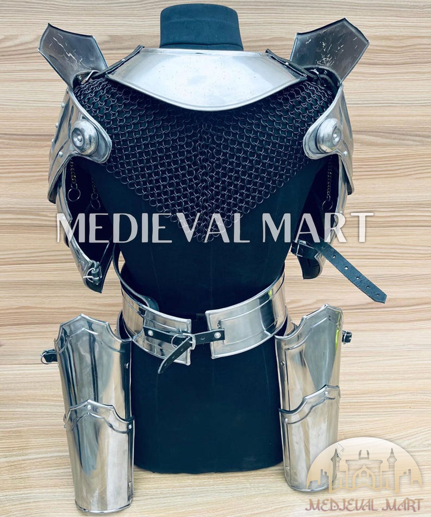 MEDIEVALMART AU (Isolara Dragonplate) Women’s Armor W/H Silver (Dragonfang) Jesus Chainmail + Arms Armor