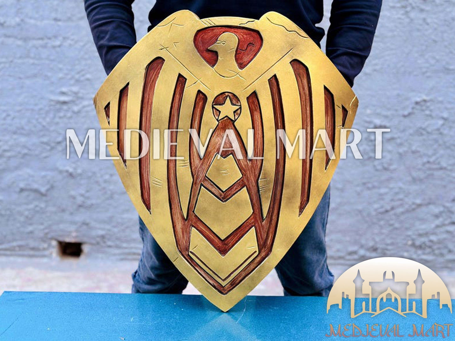 MEDIEVALMART AU First Avengers Steve Rogers Damaged Shield | Gift for Cosplayer