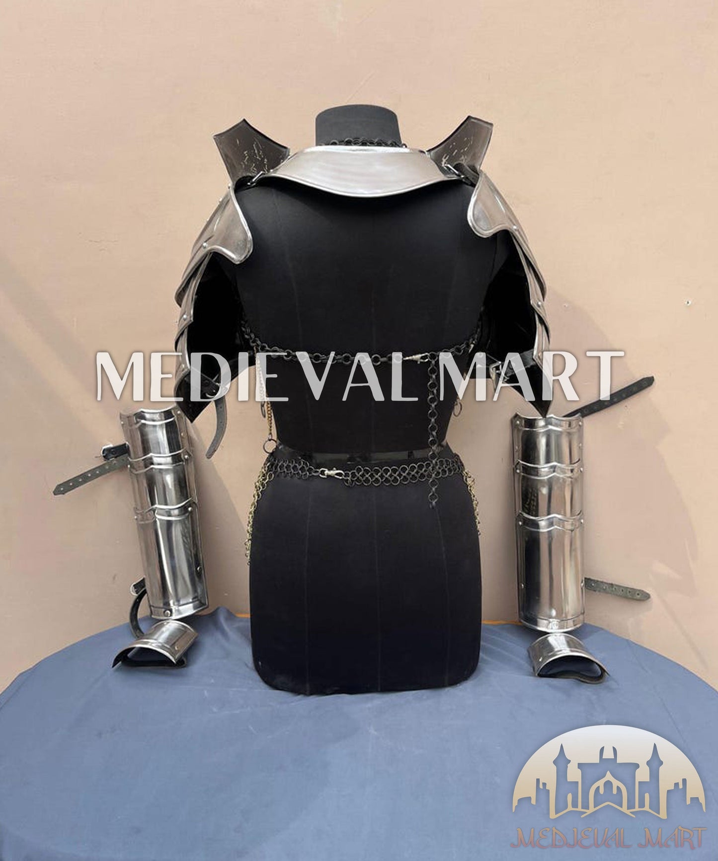 MEDIEVALMART AU (Isolara Dragonplate) Women’s Armor W/H Silver (Dragonfang) Jesus Chainmail + Arms Armor