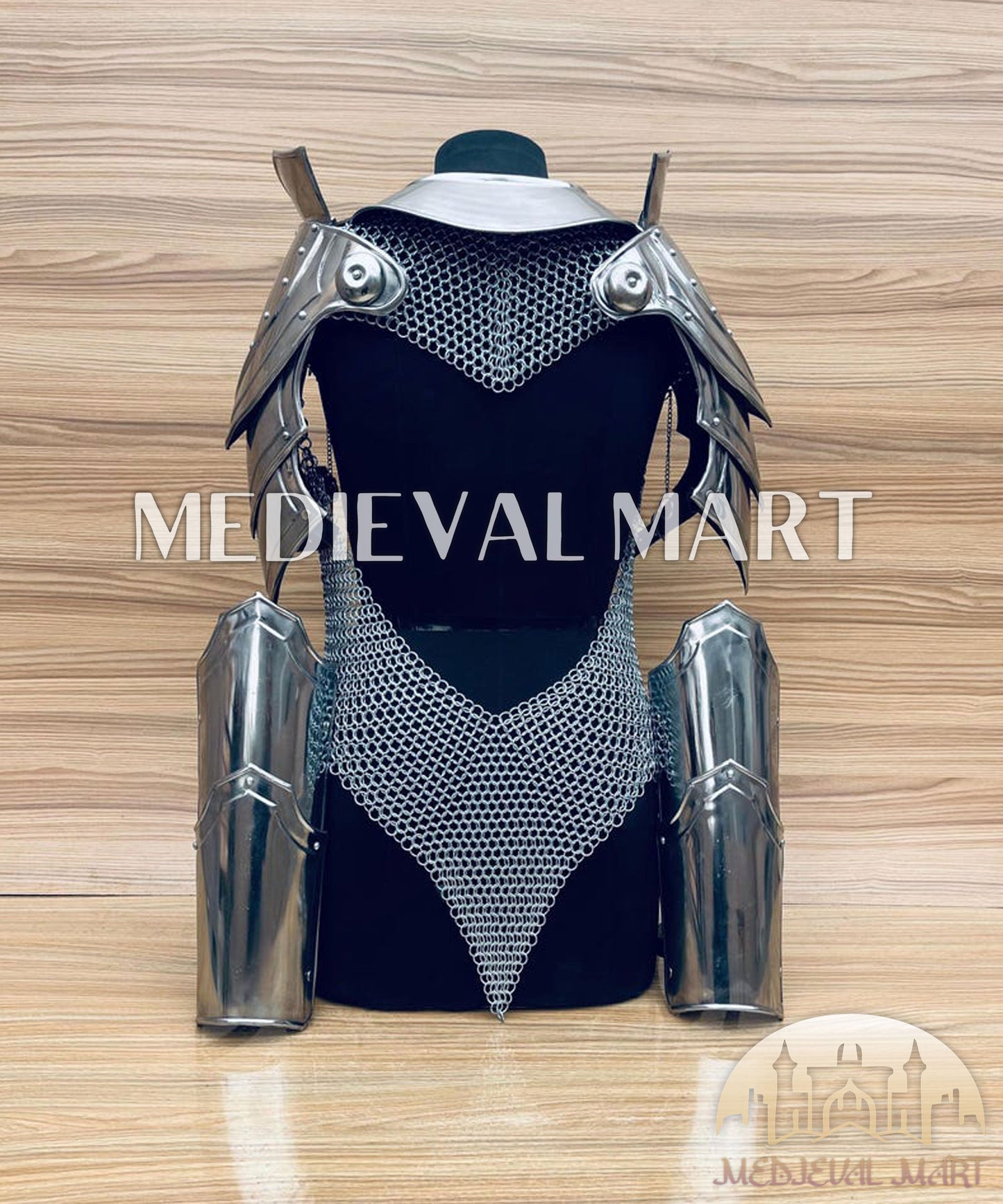 MEDIEVALMART AU Iconic Viking's Jarl Borg Iron Spikes  Battleworn Viking Wooden Shield | Gifts For Dad